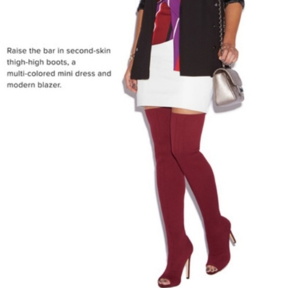 SHOE DAZZLE Hollace Over-The-Knee Boots Bordeaux Wine Red Size 10 - Picture 3 of 14